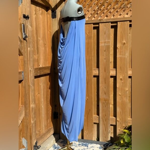 🆕 RAT & BOA 🧿 NWOT Antonie Blue Draped Maxi Dress with Leather Belt, Sz XXS/XS - Picture 8 of 14